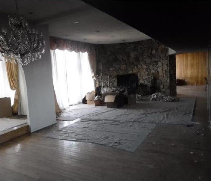Living Room emptied after fire place damage