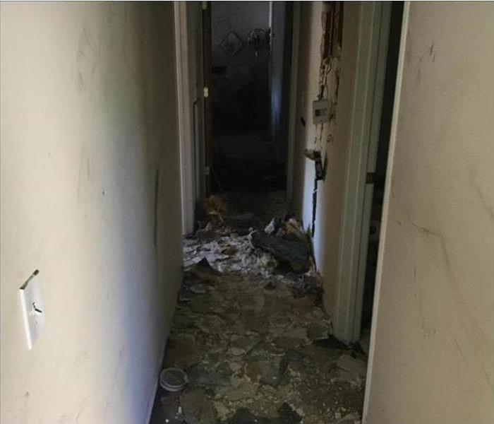 Hallway damaged after fire